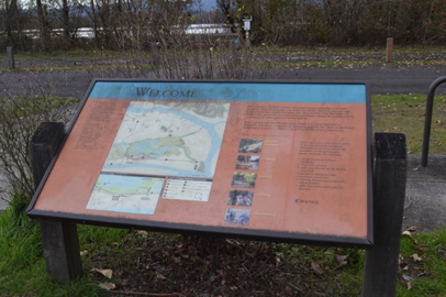 Interpretive sign showing the trails in the park - located in the parking lot